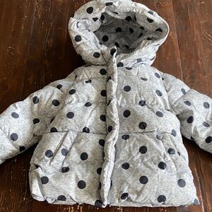 GAP Kids Gray and Black Polka Dot Puffer Jacket